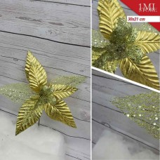 低档圣诞单头花枝直径30CM,杆21CM,8个花瓣,金色 低档圣诞单头花枝直径30CM,杆21CM,8个花瓣,金色