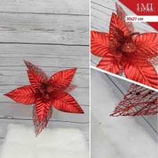低档圣诞单头花枝直径30CM,杆21CM,8个花瓣,红色 低档圣诞单头花枝直径30CM,杆21CM,8个花瓣,红色