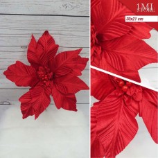 低档圣诞单头花枝直径30CM,杆21CM,8个花瓣,红色 低档圣诞单头花枝直径30CM,杆21CM,8个花瓣,红色