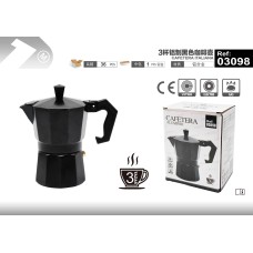 3杯铝制黑色咖啡壶