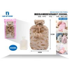 橡胶热水袋配剪沟烫金套子 橡胶热水袋配剪沟烫金套子